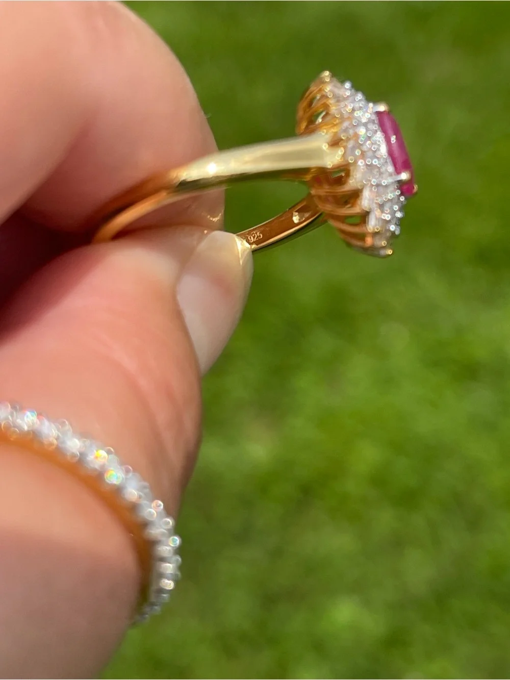 AAA Montepuez Ruby and Moissanite Halo Ring